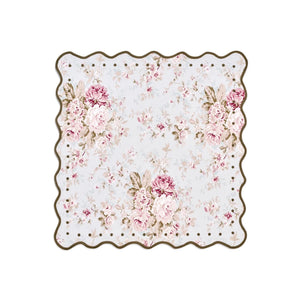 OTM Exclusive: Delphine Placemat and Napkin Set in Sea Foam with Forest Green Embroidery