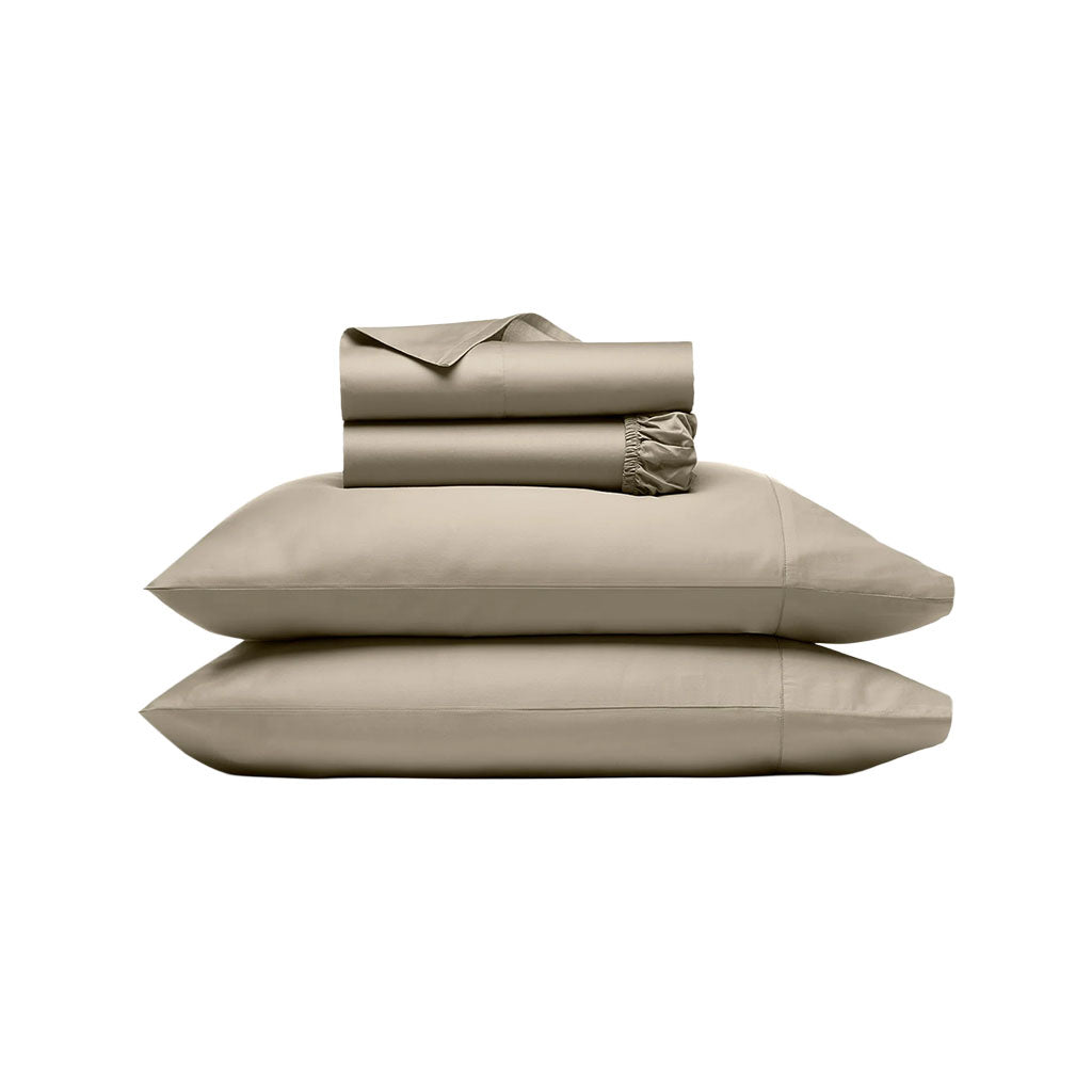 Percale Hemmed Sheet Set in Oak