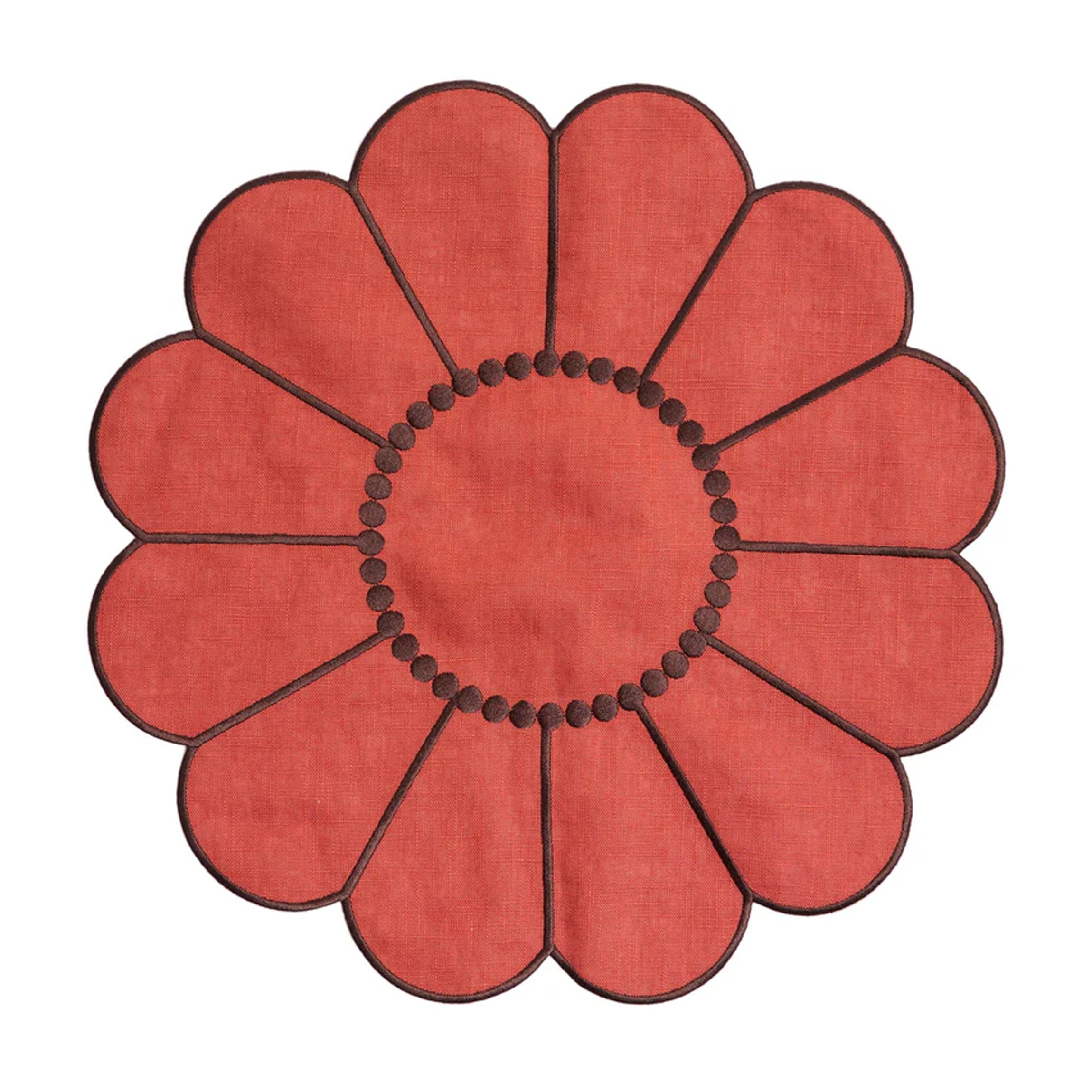Floral Embroidered Placemat in Terracotta