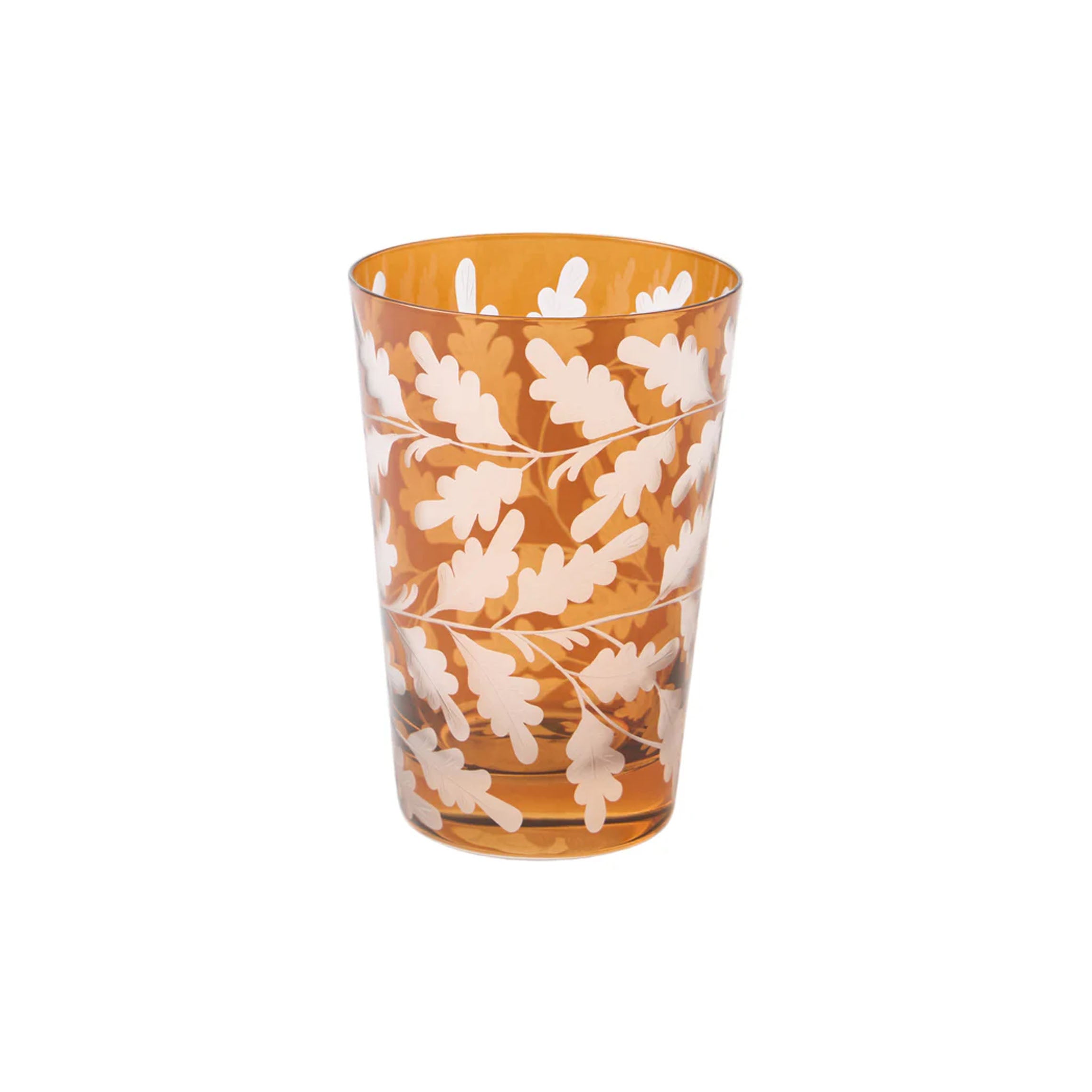 Engraved Oak Leaf Water Tumbler in Walnut