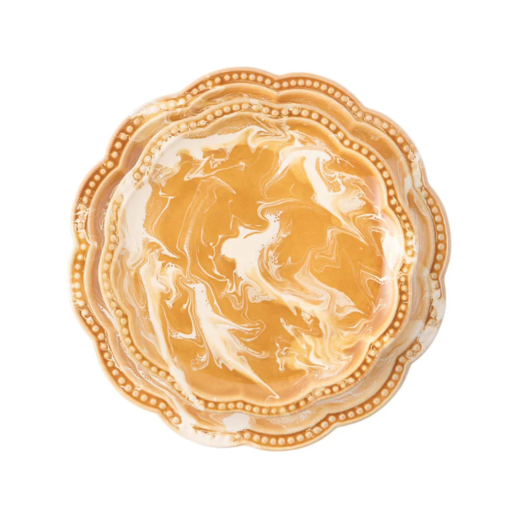 Marbled Scalloped Dessert Plate in Terracotta