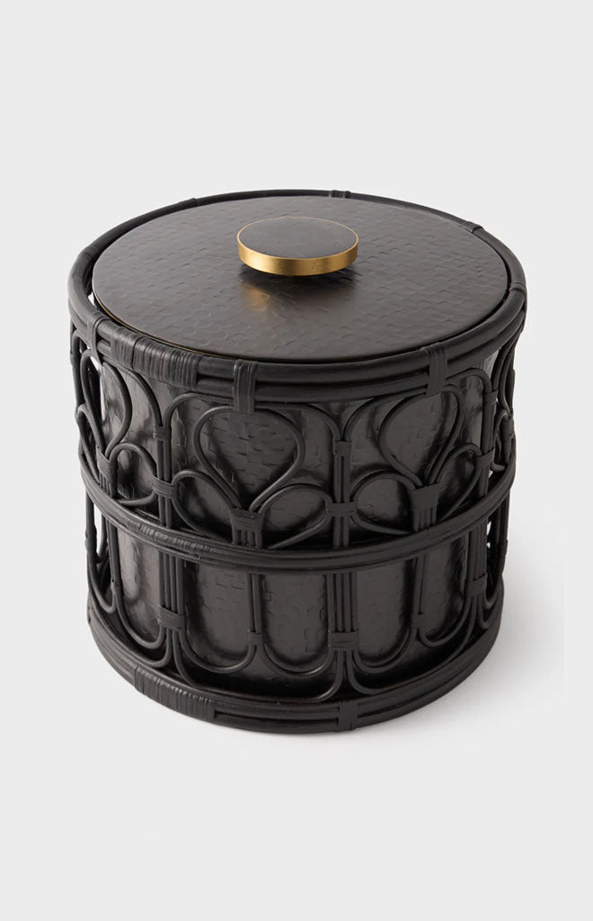 Viya Ice Bucket in Cane and Brass with Tongs