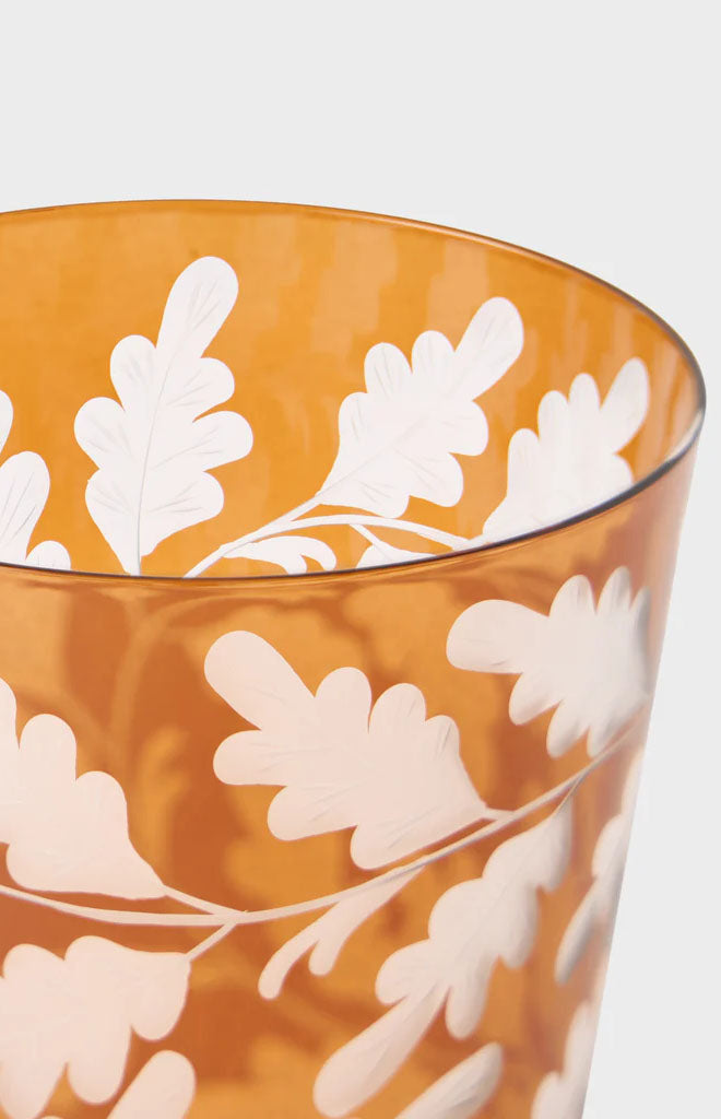 Engraved Oak Leaf Water Tumbler in Walnut