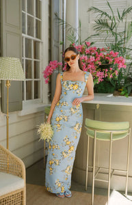 OTM Exclusive: Dress in Blue & Yellow Floral