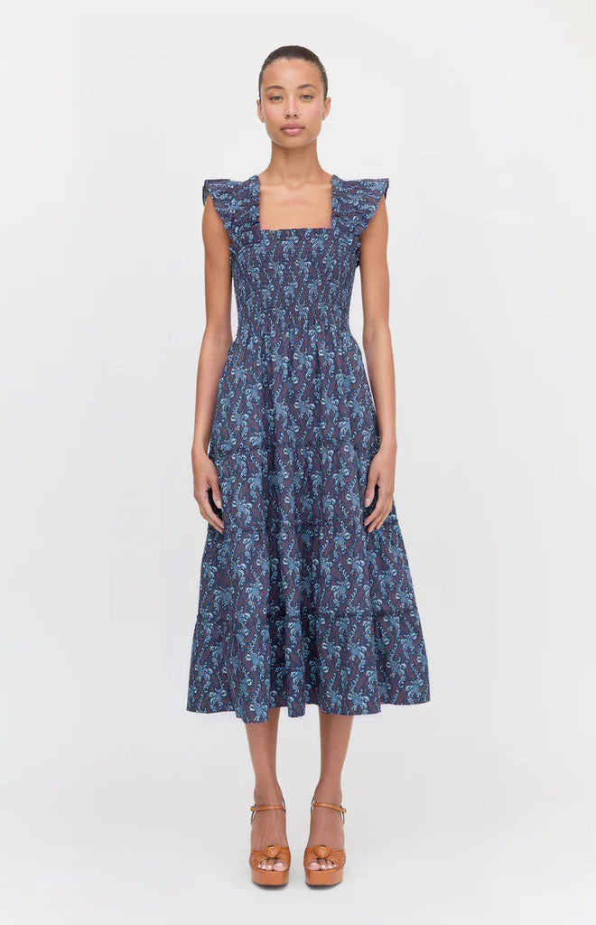 The Ellie Nap Dress in Navy Cala Paisley