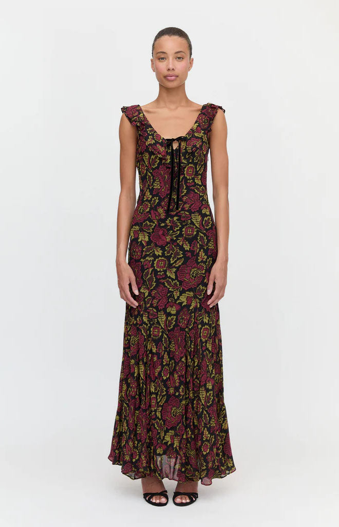 The Augustina Dress in Black Palampore Floral