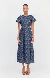 The Dominique Dress in Navy Cala Paisley