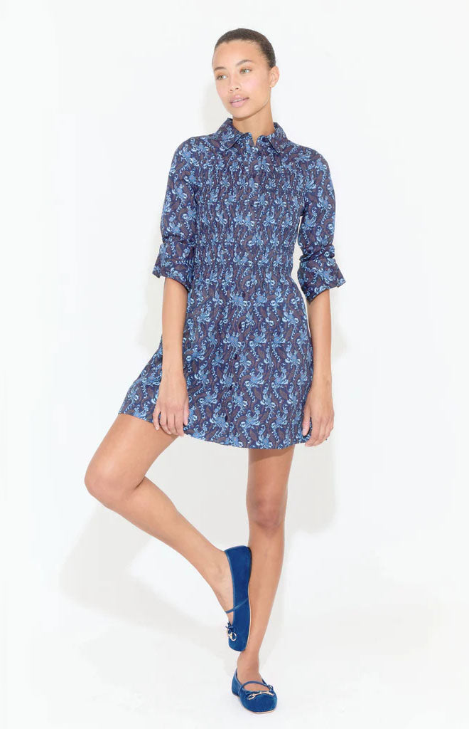 The Mira Dress in Navy Cala Paisley