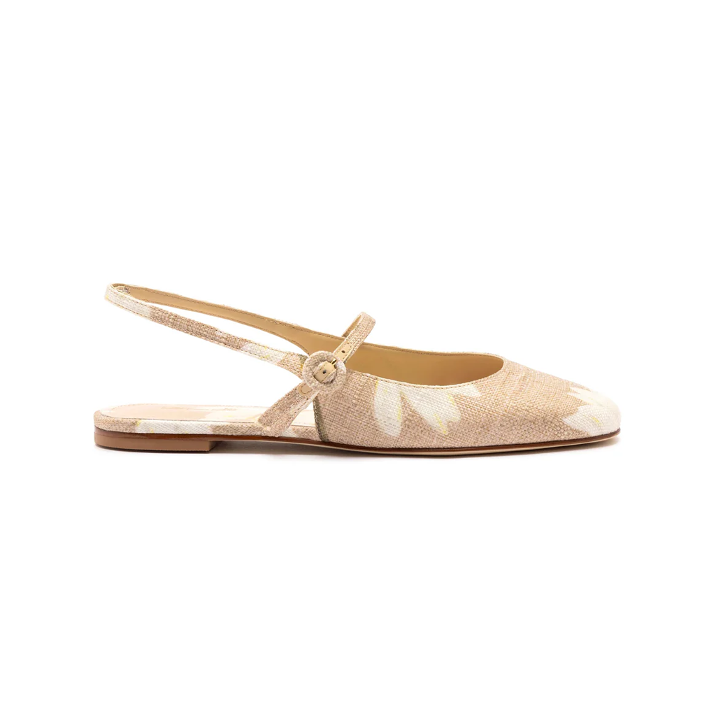 Georgina Ballet Flat in Beige Printed Raffia