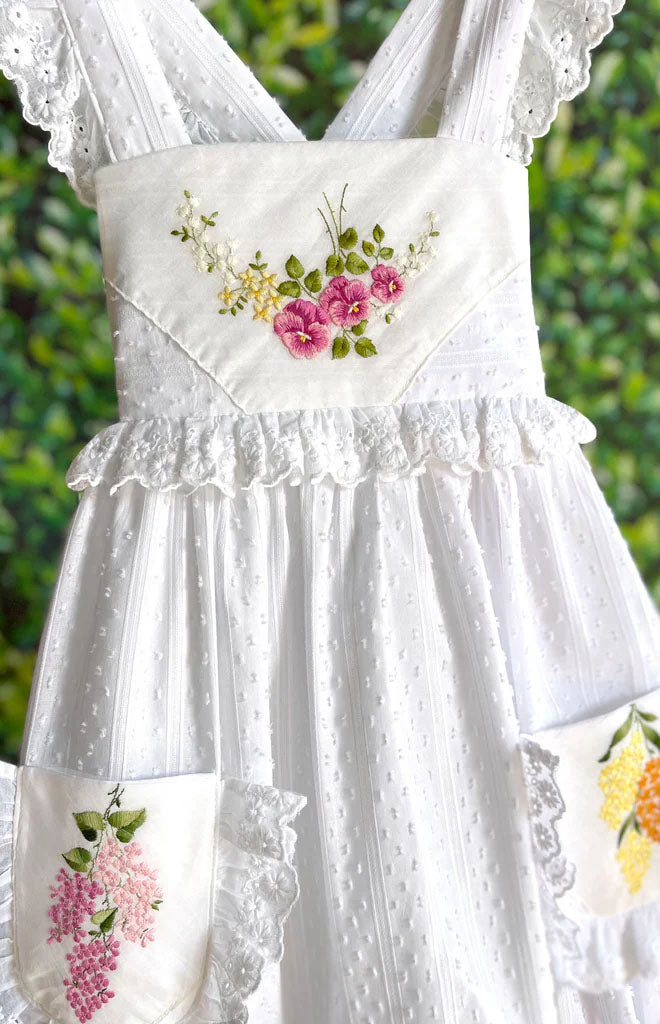 Heirloom Handkerchief Dress in Pink & Yellow Flowers, 6Y