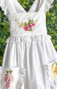 Heirloom Handkerchief Dress in Pink & Yellow Flowers, 6Y