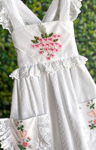 Heirloom Handkerchief Dress in Pink Hydrangeas & Butterflies, 6Y