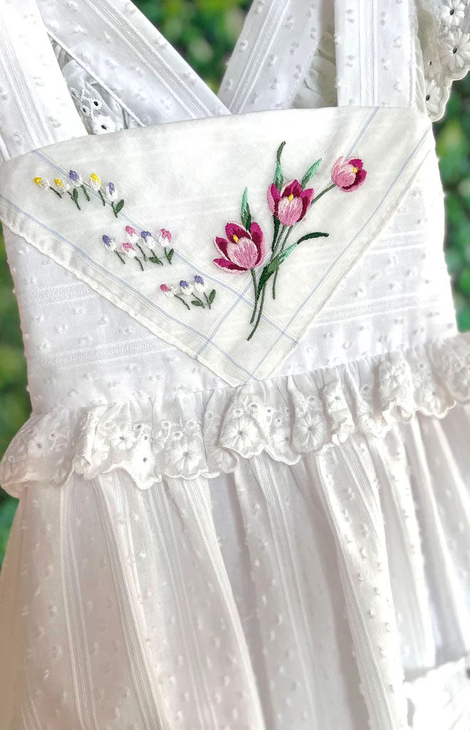 Heirloom Handkerchief Dress in Pink Tulips & Daisies, 4T