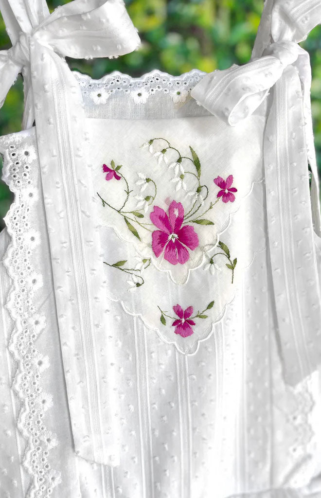 Heirloom Handkerchief Drop-Waist Dress in Persian Violets & Snowdrops, 4T