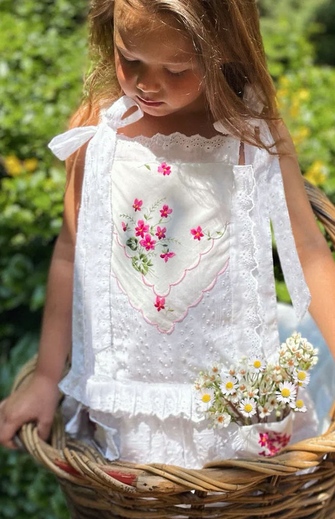 Heirloom Handkerchief Drop-Waist Dress in Wild Magenta Flowers, 6Y