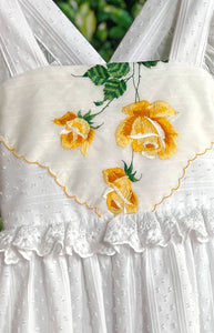Heirloom Handkerchief Dress in Golden Yellow Roses, 10Y
