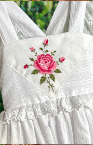 Heirloom Handkerchief Dress in Pink & Red Roses, 10Y