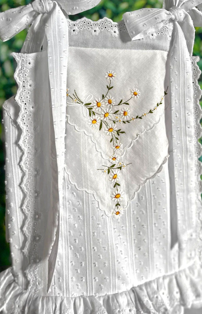 Heirloom Handkerchief Drop-Waist Dress in Delicate Daisy Chain, 6Y