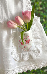 Heirloom Handkerchief Drop-Waist Dress in Pink Flower Garden, 8Y