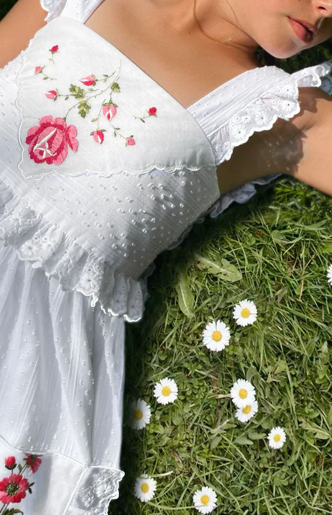 Heirloom Handkerchief Dress in Hot Pink Rose, 12Y