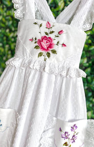 Heirloom Handkerchief Dress in Multicolored Flower Garden, 8Y
