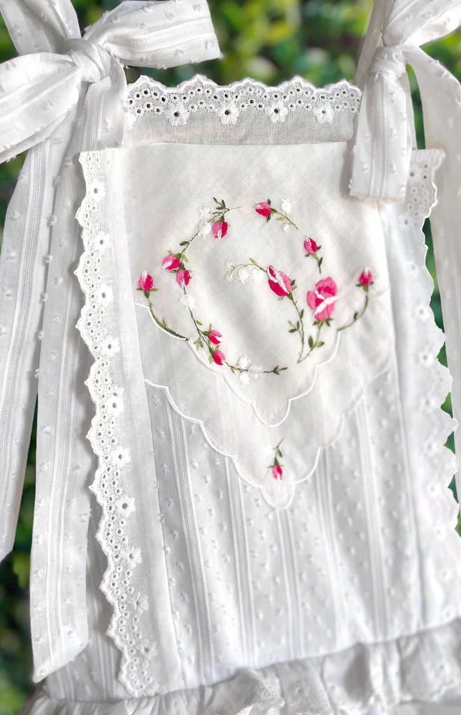 Heirloom Handkerchief Drop-Waist Dress in Swirling Pink Rosebuds, 4T