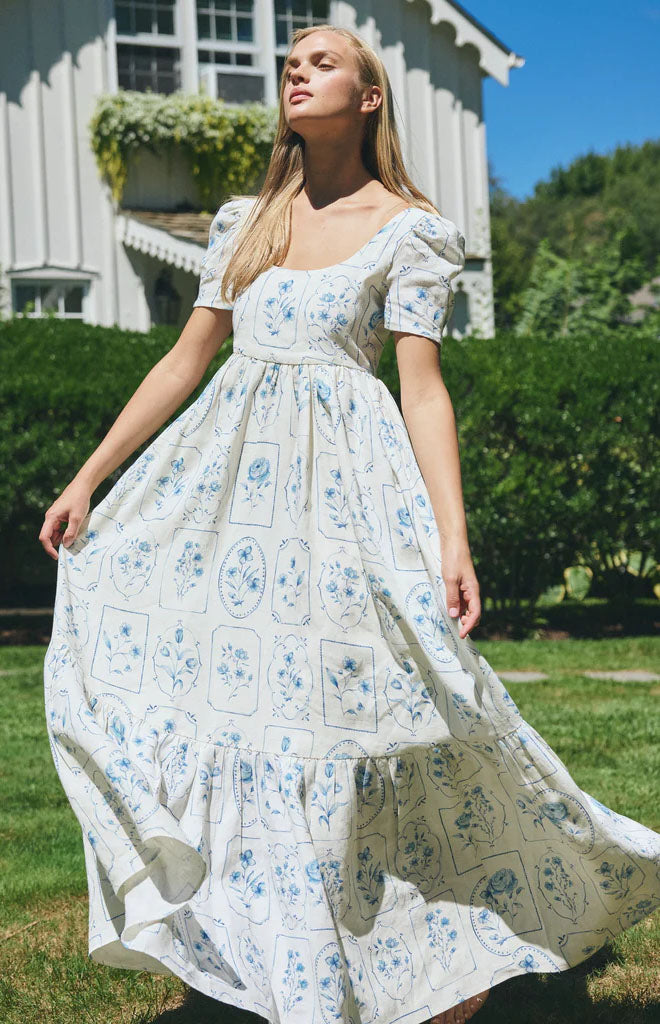 Ines Dress in Delft Tile