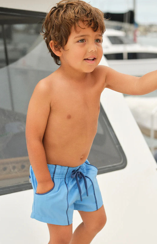 Boy’s Balboa Blue Panelled Boardie