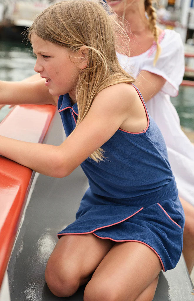 Girl’s Newport Navy French Terry Tennis Tank Top & Skort Set