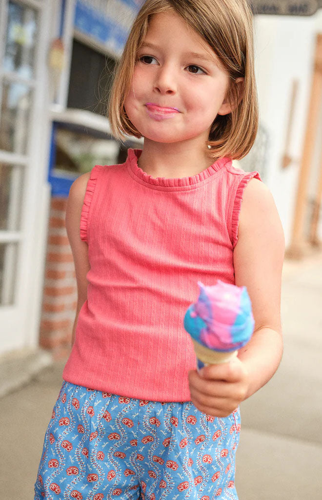 Girl’s Poppy Red Ruffle Pointelle Tank