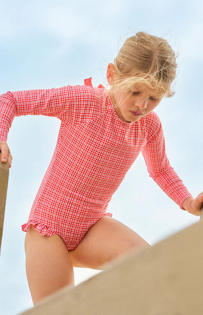 Girl’s Poppy Gingham Rashguard One Piece