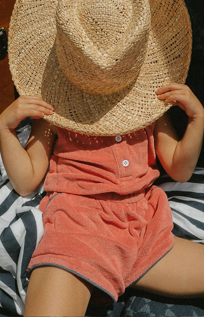 Girl’s Poppy Red French Terry Romper