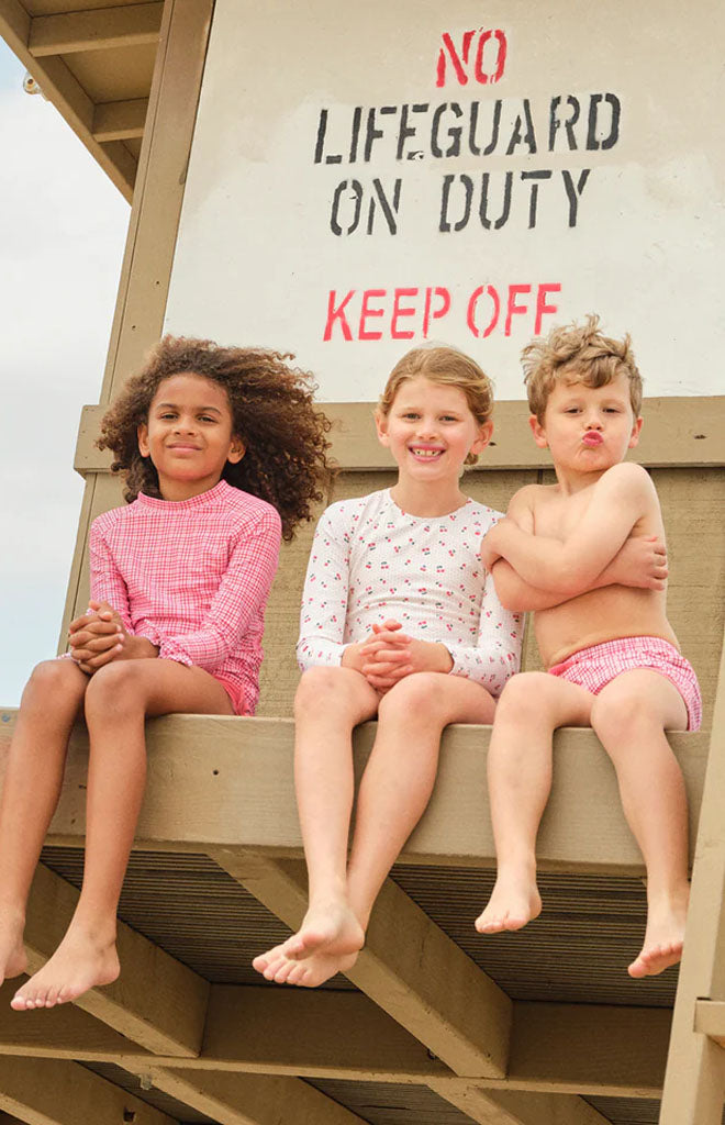 Girl’s Poppy Gingham Tie-Knot Rashguard Set
