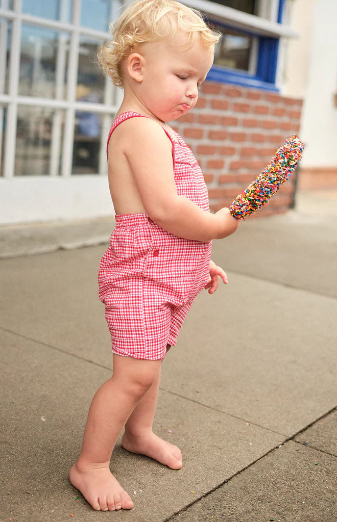 Baby Poppy Gingham Short Overall
