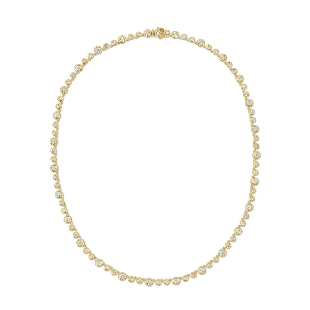 Micro Nesting Gem Tennis Necklace in Diamond