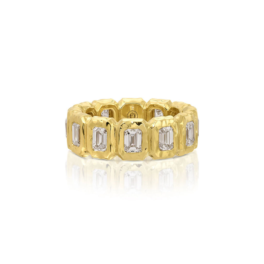 Emerald Cut Diamond Nesting Gem Eternity Ring