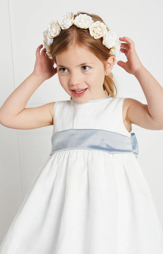 Faux Flower Pearl Detail Crown with Ivory Flower