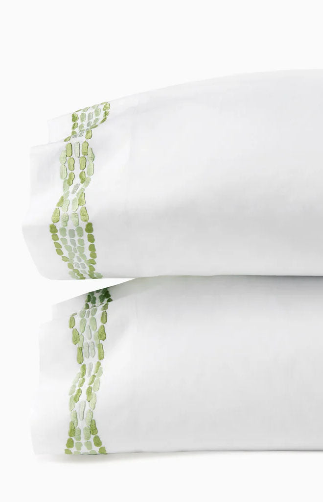 Cobblestones Pillowcase in White & Green