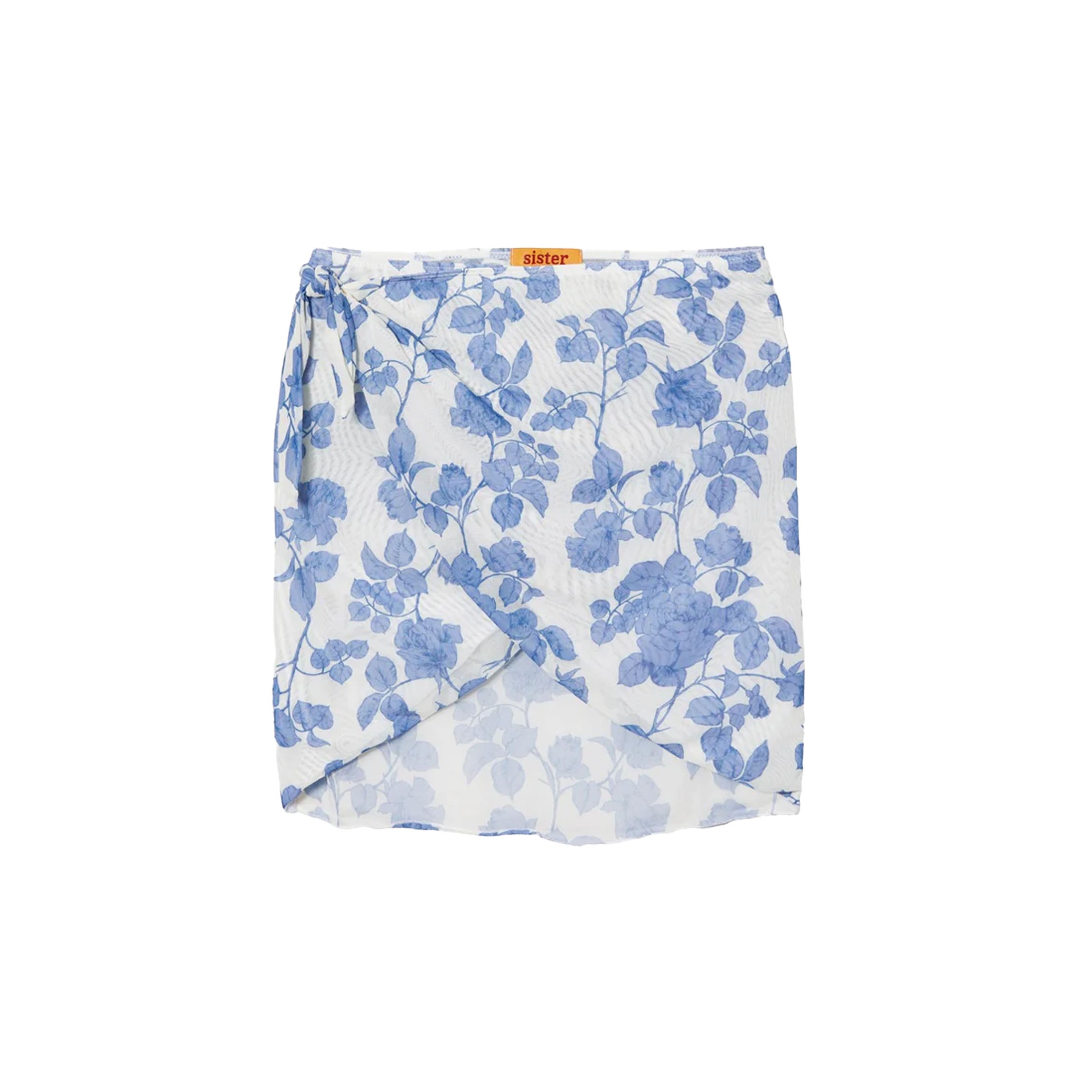 OTM Exclusive: Bridget Wrap Skirt in White Blue Floral