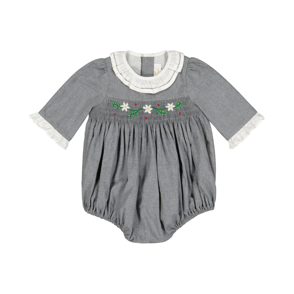 Heidi Grey Long Sleeve Smocked Bubble