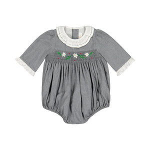Heidi Grey Long Sleeve Smocked Bubble