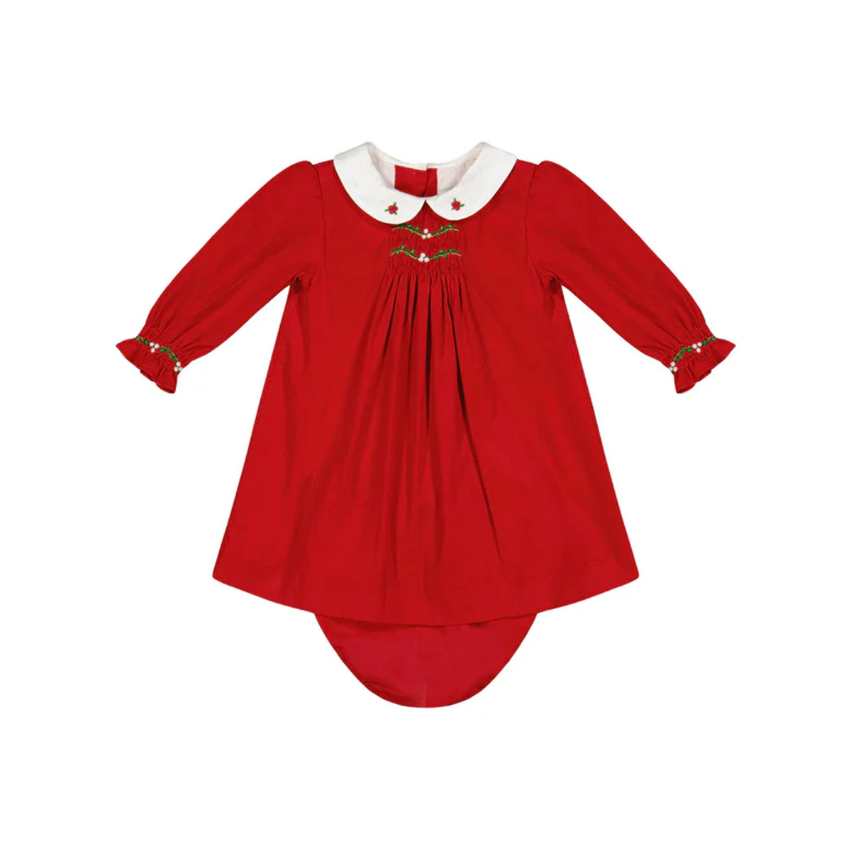 Olympe Red Smocked Baby Set