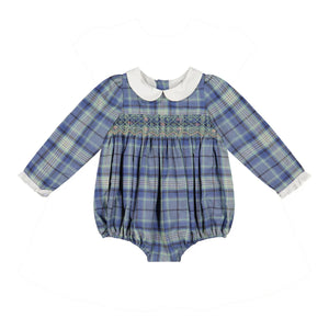 Heidi Blue Tartan Baby Romper