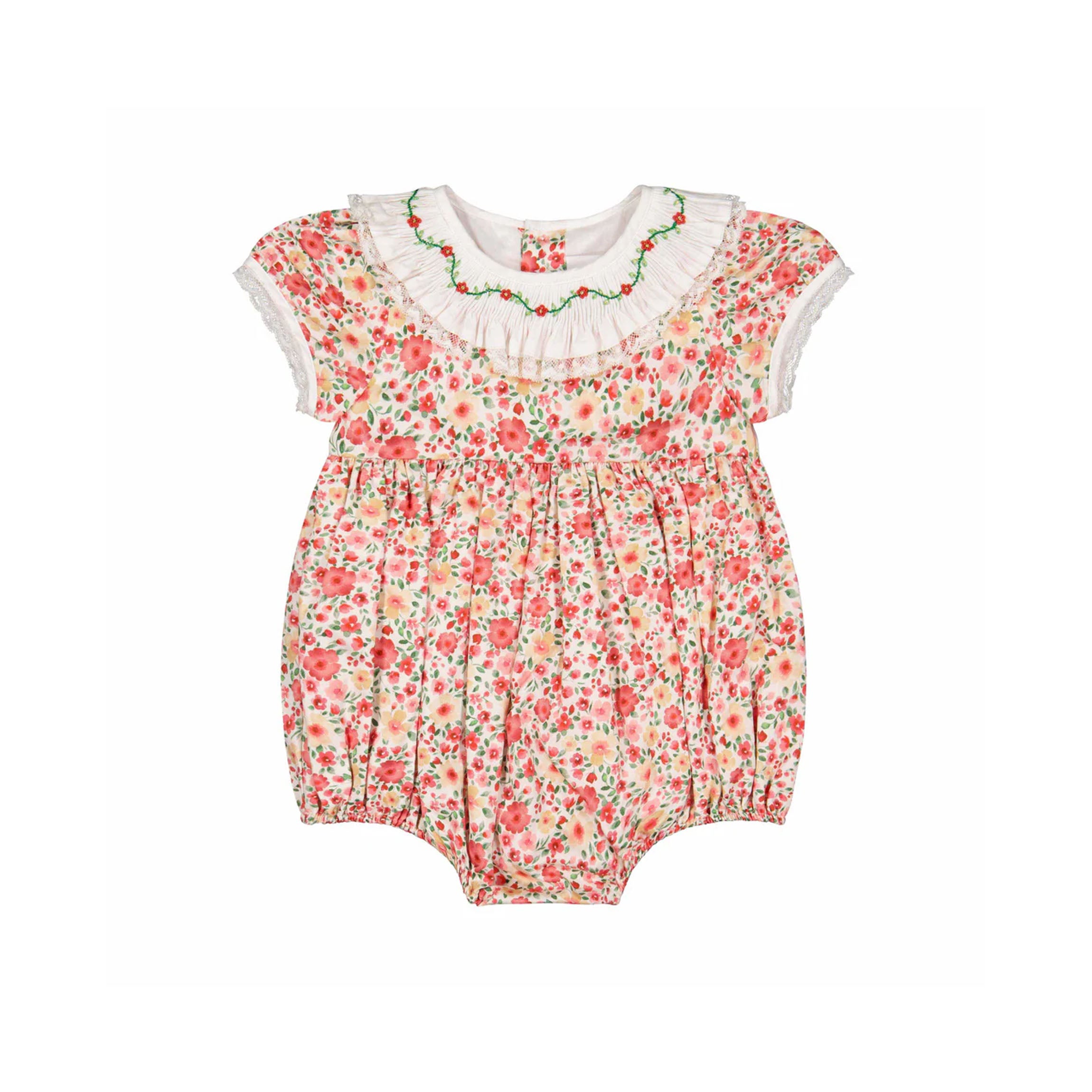 Celestine Red Floral Smocked Romper