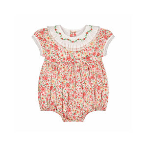 Celestine Red Floral Smocked Romper