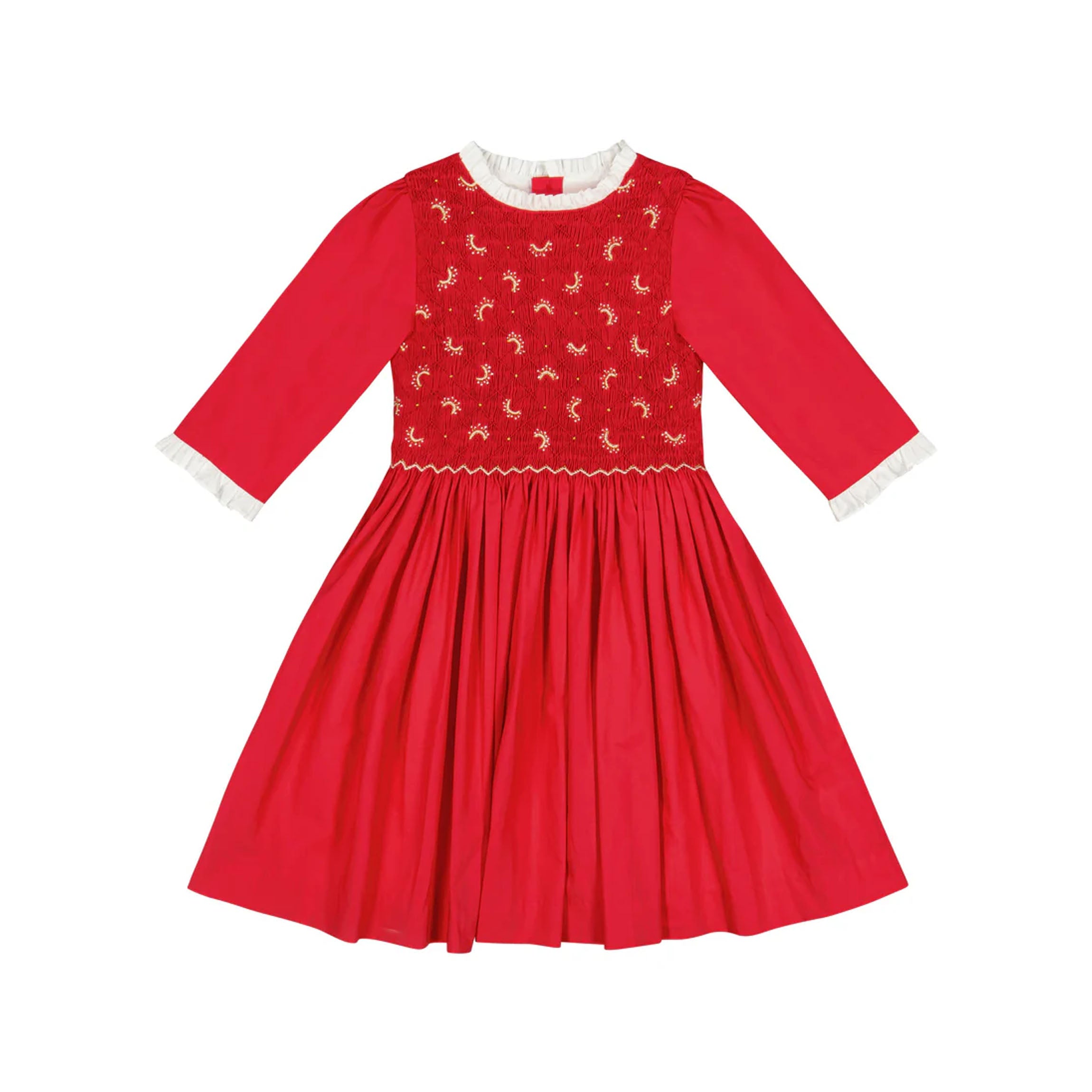 Luna Red Long Sleeve Smocked Dress