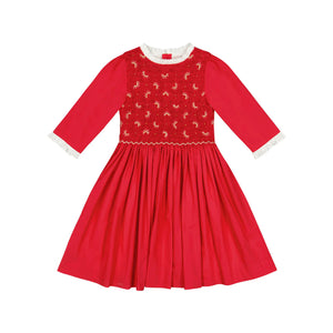 Luna Red Long Sleeve Smocked Dress