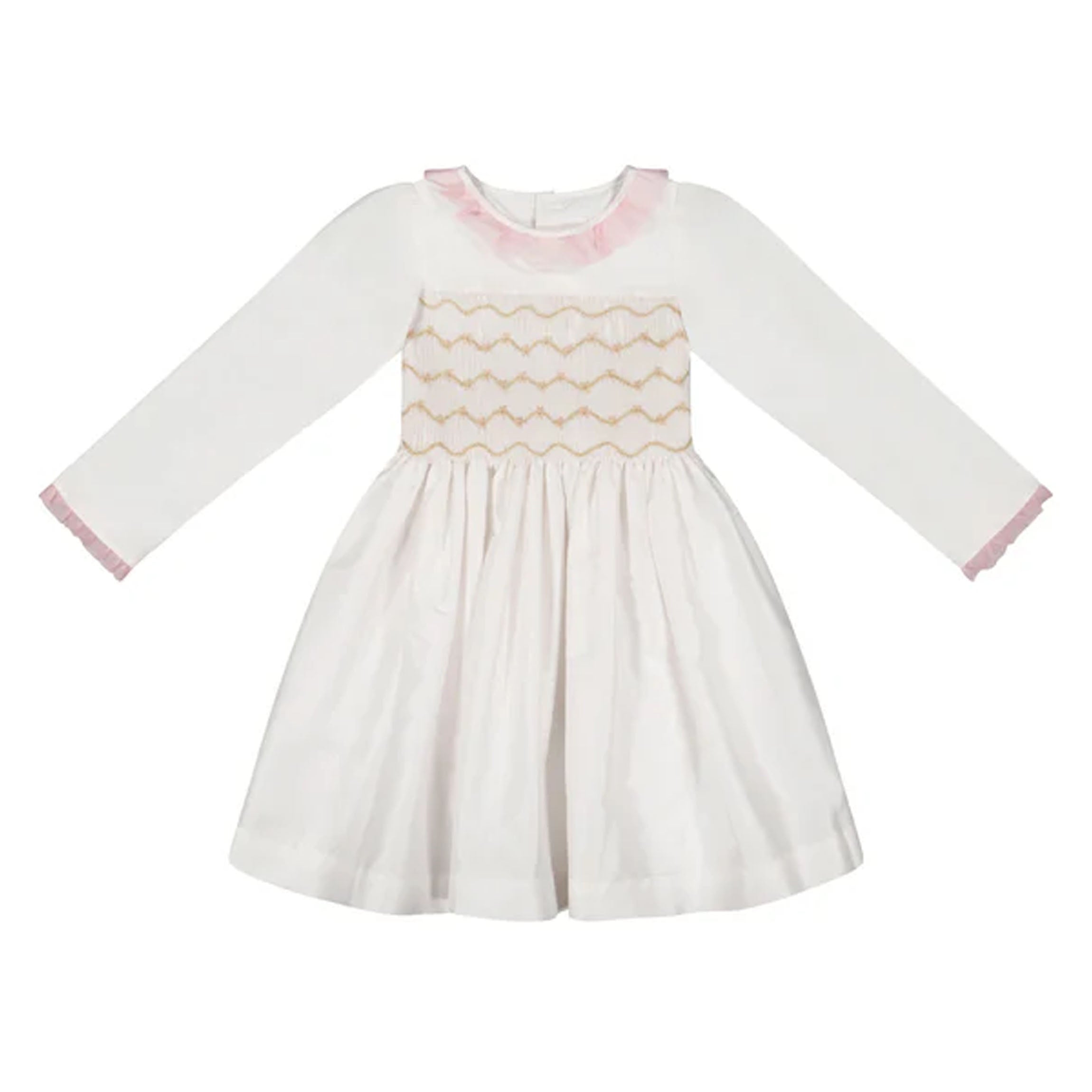 Sofia White Taffeta Long Sleeve Dress