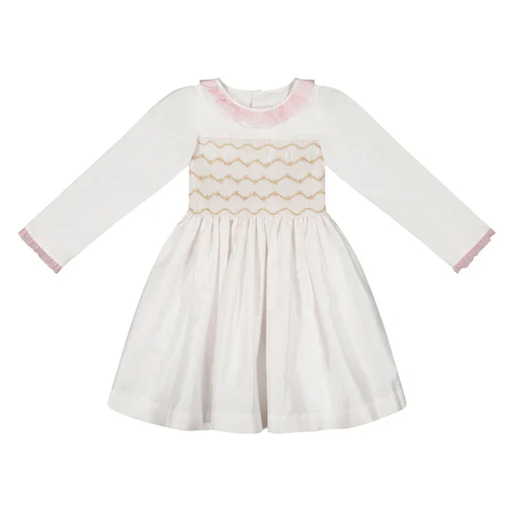 Sofia White Taffeta Long Sleeve Dress