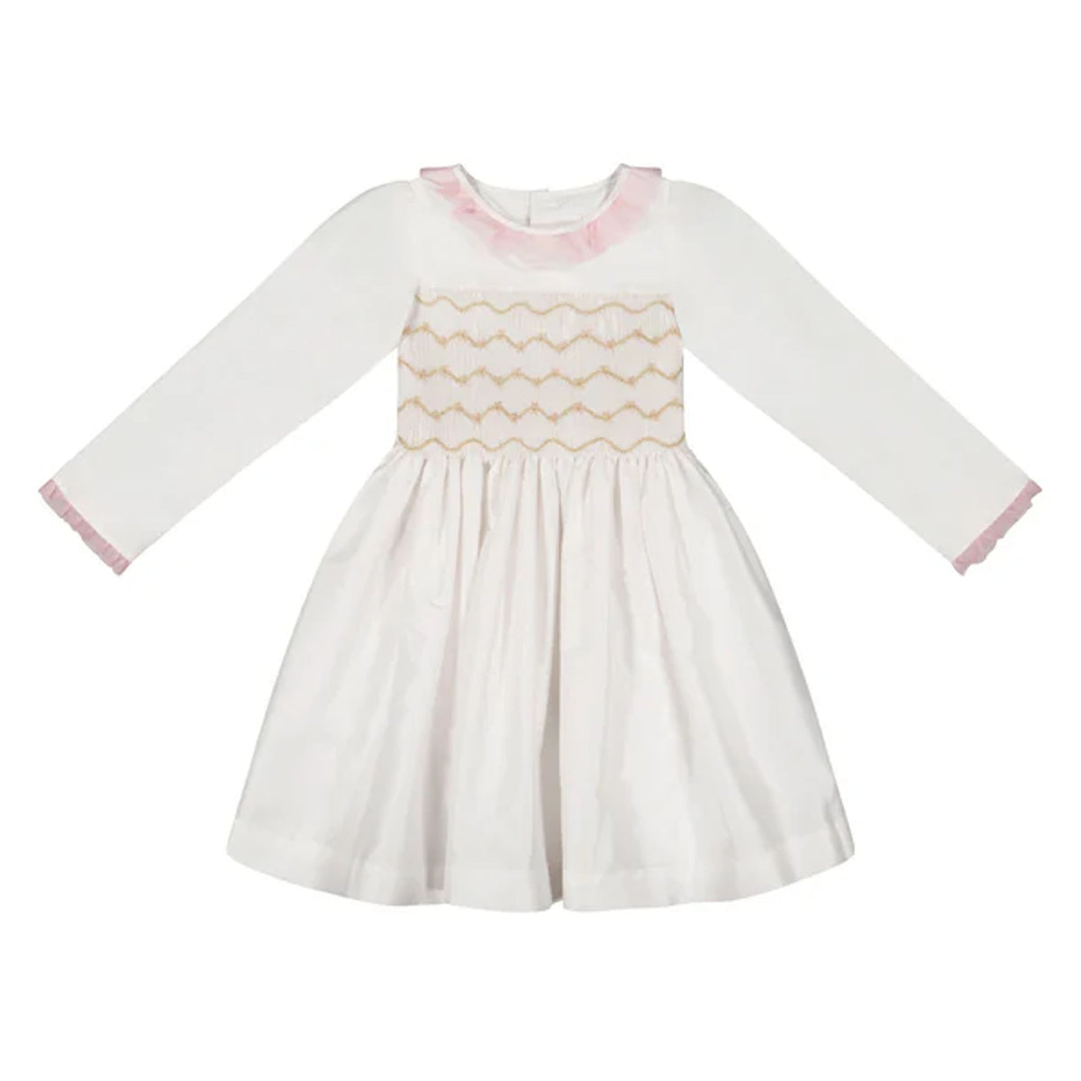 Sofia White Taffeta Long Sleeve Dress